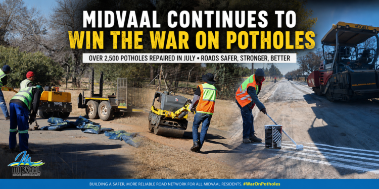 Midvaal ramps up pothole repairs as municipality closes more than 2,500 potholes in July